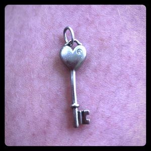 Tiffany & Co silver heart key pendant w/ diamond